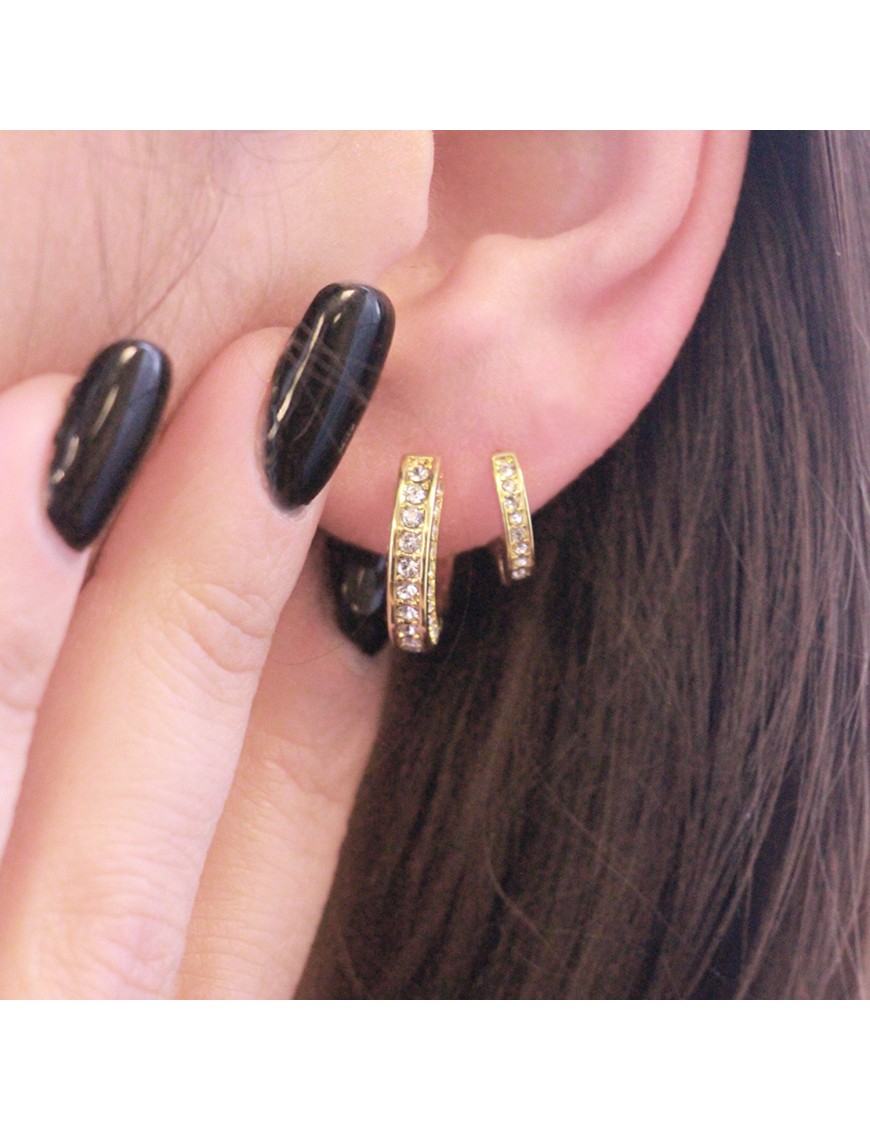 MYC Paris Circle Hoop Earrings Guld och kristall örhängen dam – bild 2