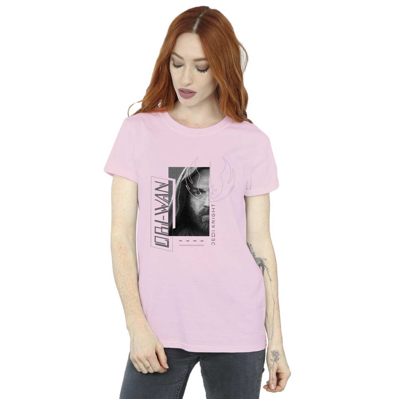 Star Wars Womens/Ladies Obi-Wan Kenobi Jedi SciFi Collage Cotton Boyfriend T-Shirt (Baby Pink) dam – bild 2
