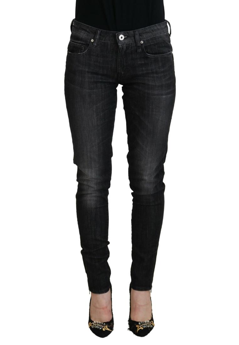 Fiorucci WoMens Black Cotton Low Waist Skinny Casual Jeans material_cotton - Size 28 (Waist)