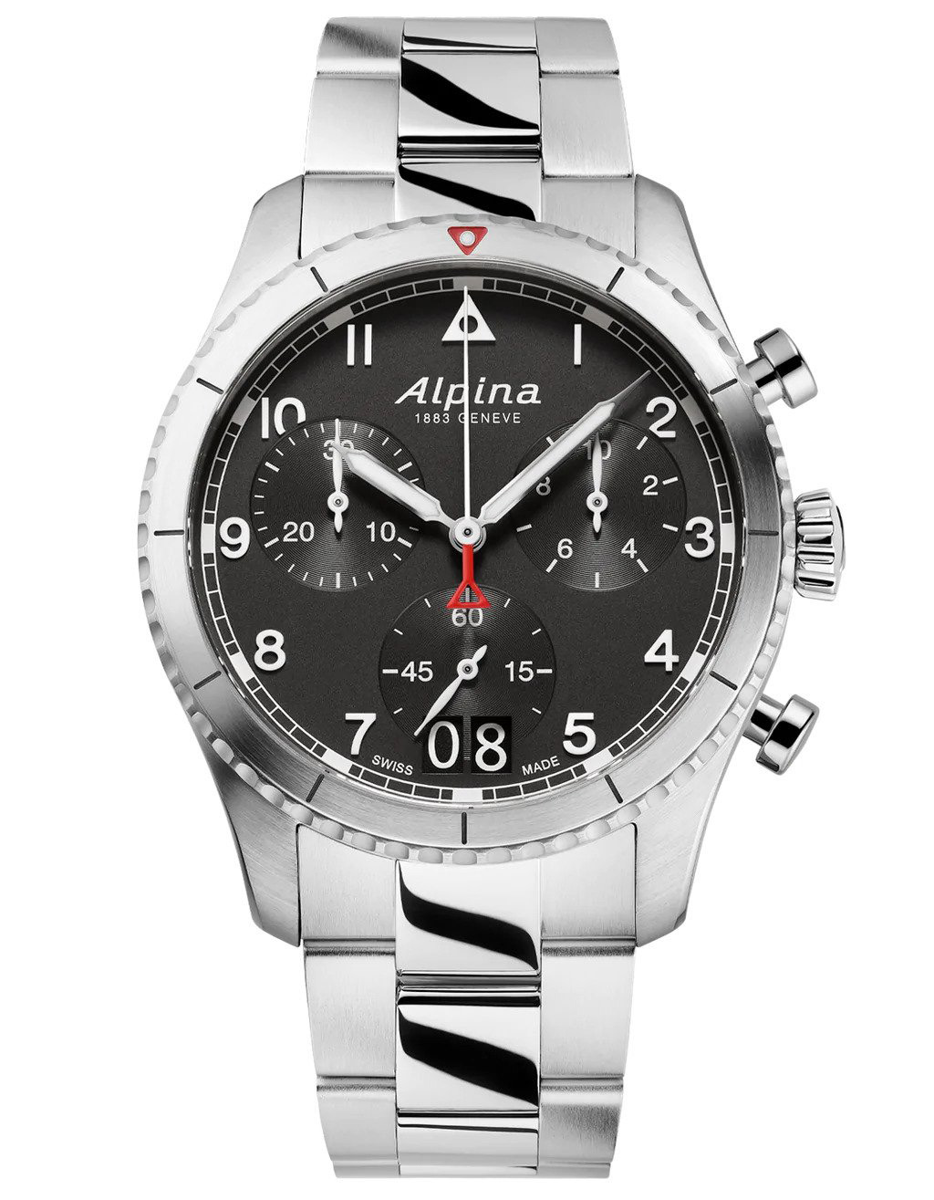 Alpina Startimer Pilot Mens Silver Watch Al-372BW4S26B Stainless Steel (archived) - One Size
