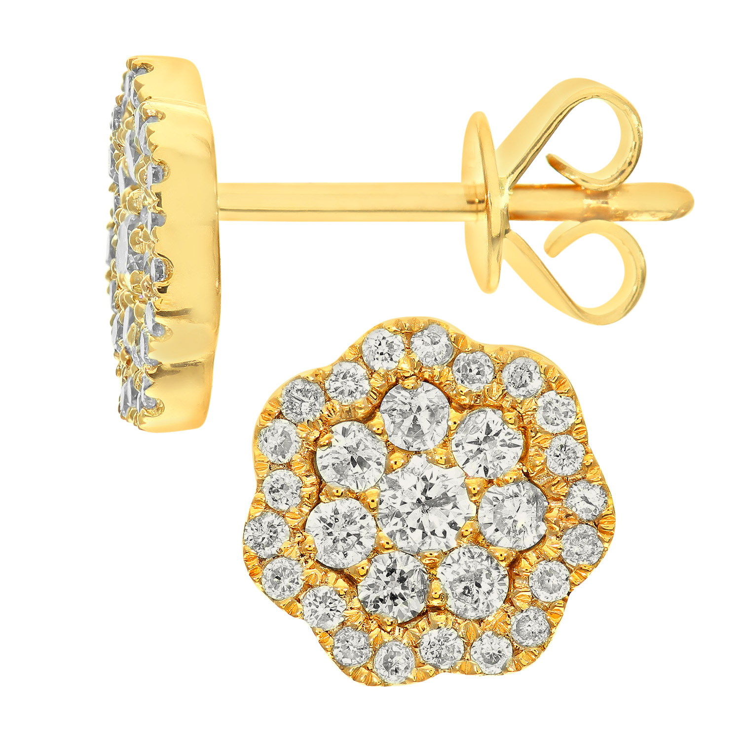 Diamant L’Eternel Womens 18ct Rose Gold 0.50ct Diamond Flower Stud Earrings – One Size