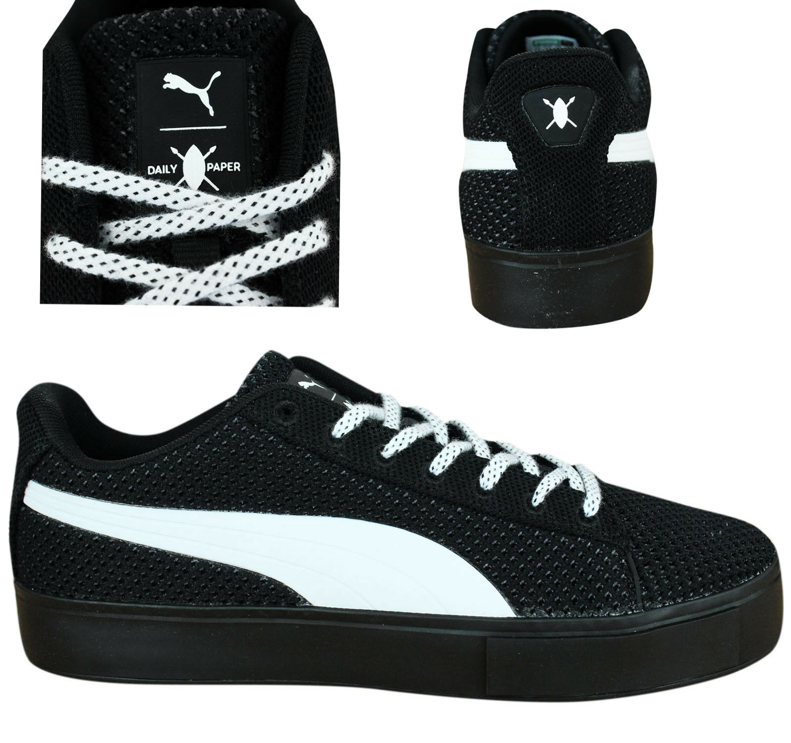 x Daily Paper Lace Up Svart Vit Lo Textile Träningsskor för herrar 363457 01 B77D