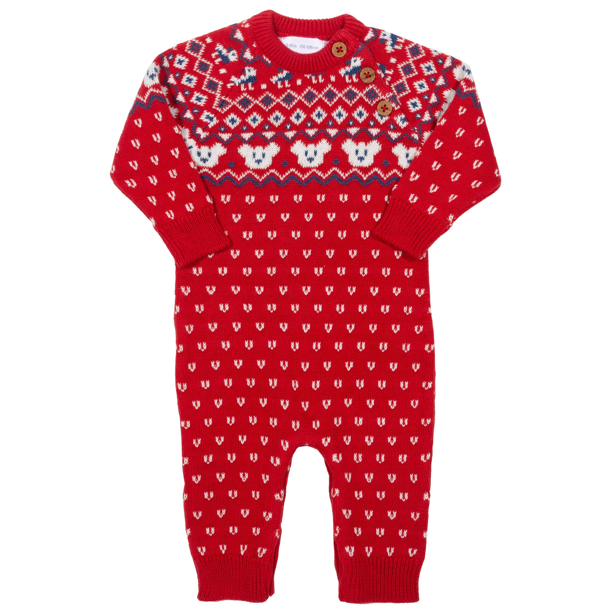Kite Clothing Baby Unisex Fair Isle Knit Romper - Red Cotton - Size Newborn