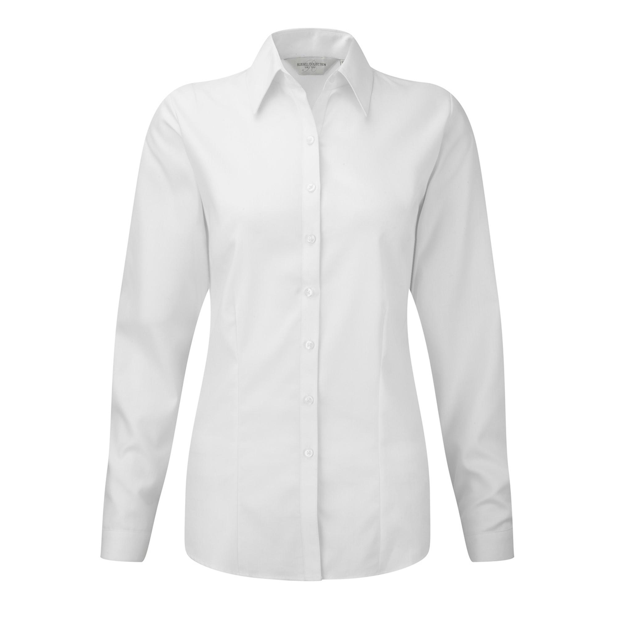 Russell Athletic Russell Ladies/Womens Herringbone långärmad arbetsskjorta (Vit) – bild 2