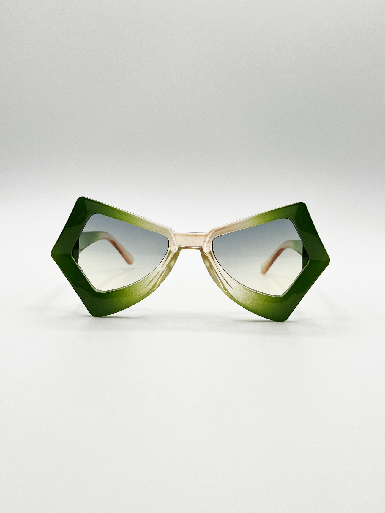 SVNX Womens 2 Tone Angular Sunglasses in Green - One Size