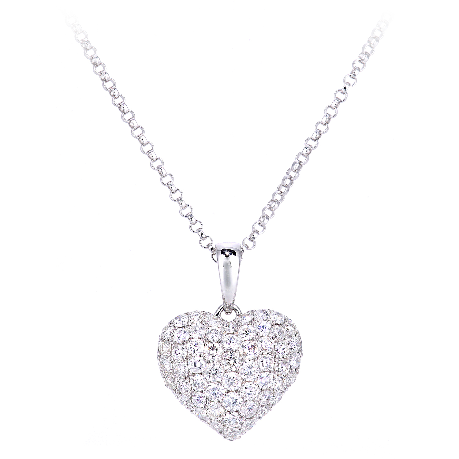 Diamant L’Eternel Womens 18ct White Gold Diamond Heart Pendant Necklace – Size P 1/2