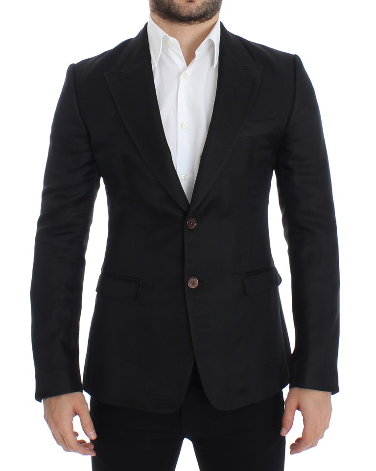 Thumbnail - Dolce & Gabbana - Blazer cintré en soie noir pour homme