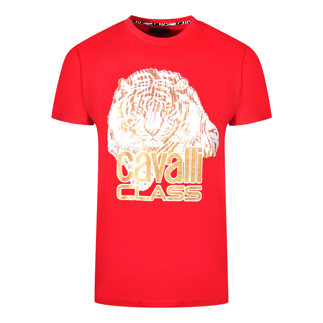 Thumbnail - Cavalli Class großes Tiger-Logo rotes T-Shirt