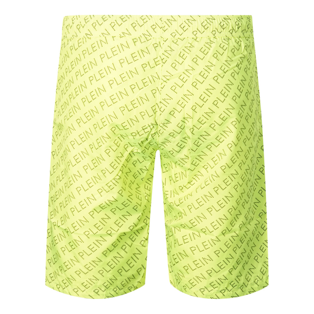 Philipp Plein Repetitive Long Logo Fluorescerande Gula Badshorts herr – bild 2