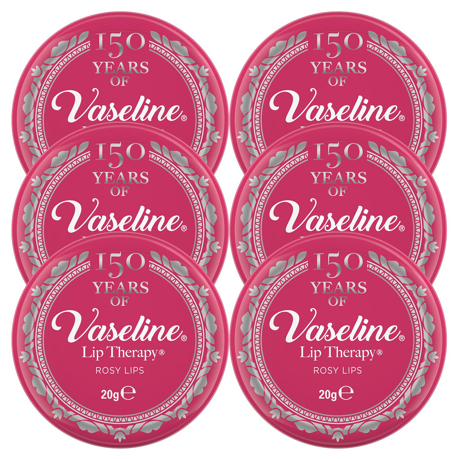 Vaseline Unisex Lip Therapy Petroleum Jelly, Rosy Lips, 6 Pack, 20g - NA - One Size