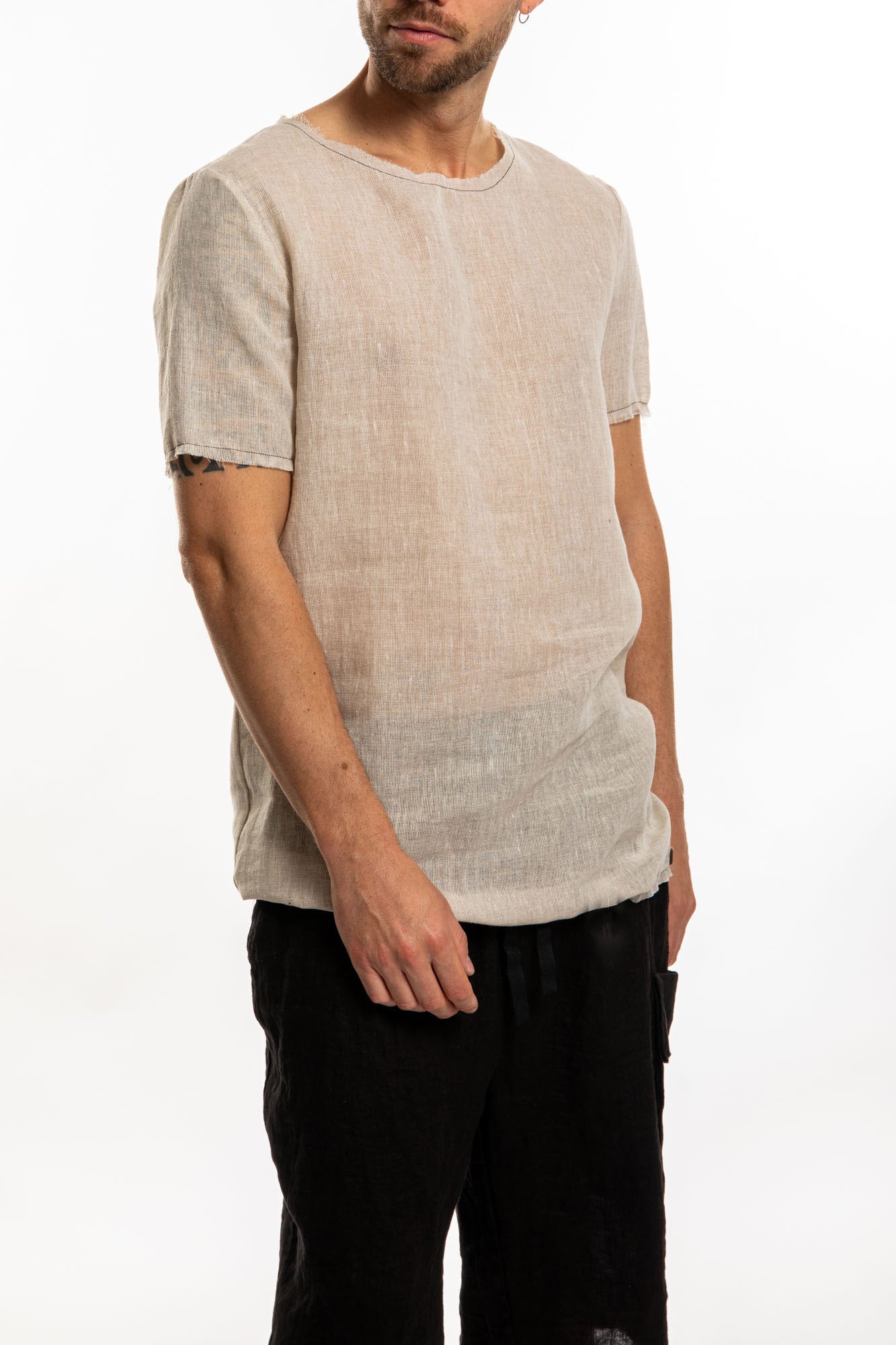 Takeshy Kurosawa T-shirt Lino Beige Herr – bild 2