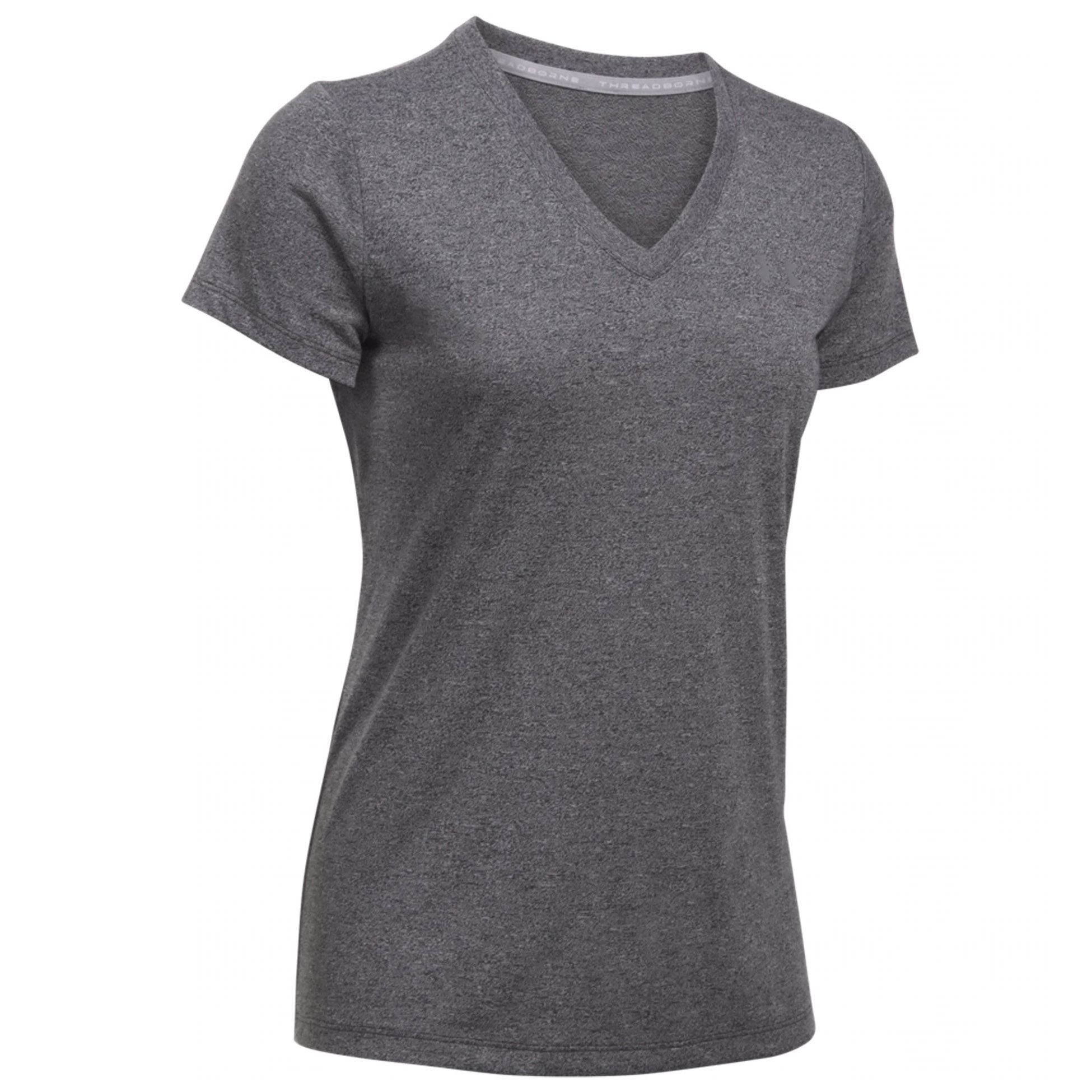 Thumbnail - Under Armour Threadborne Train Twist V-Ausschnitt Graues Womens T-Shirt 1289650 001