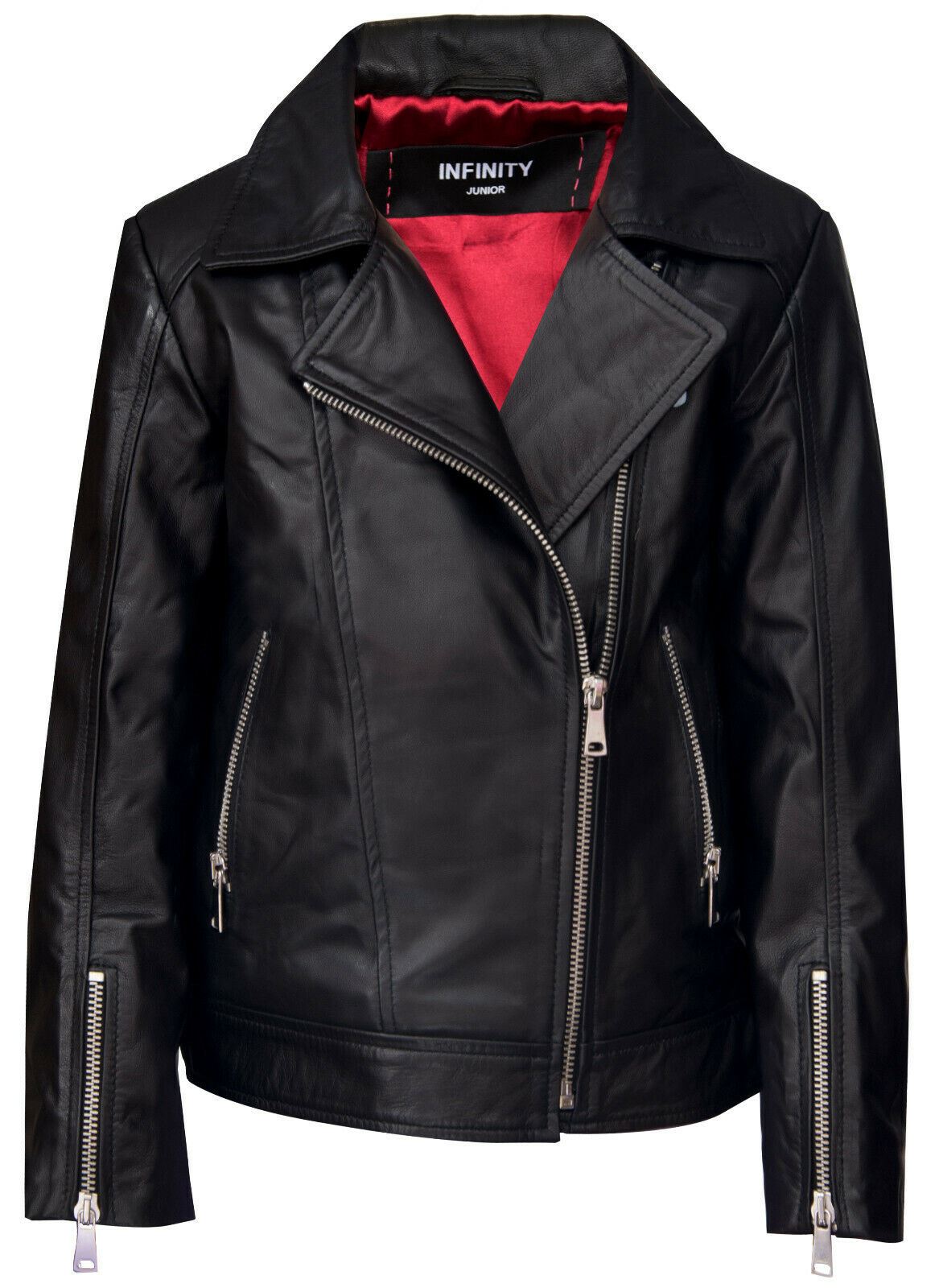 Kinderjassen Designermeisjes 100% leren jas Bikerjassen met rits (1-13 jaar)