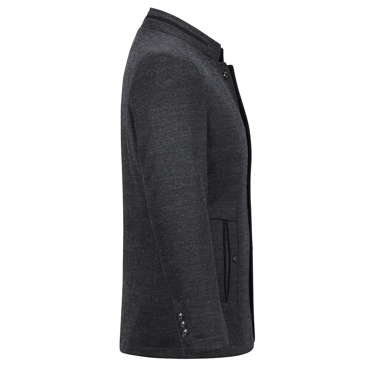 Allthemen Kort Slim Fit-kappa för män med ståkrage Business Casual Ullöverrock herr – bild 2