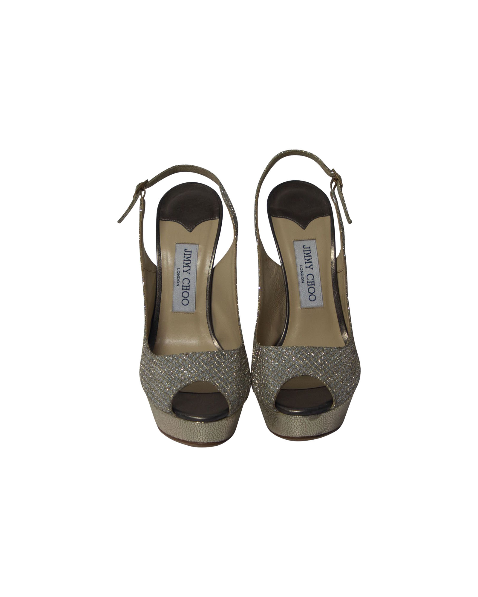 Jimmy Choo Vita Glitterpumps i champagneläder 2