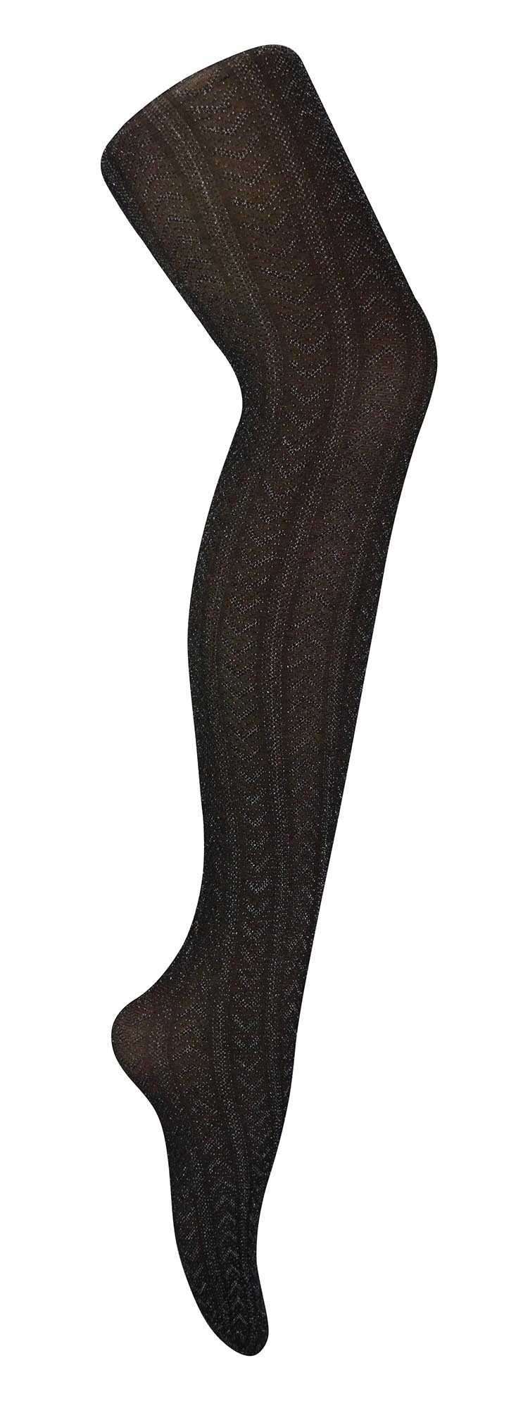 Thumbnail - Glänzende Strumpfhose für Frauen | Sock Snob | Chevron-Muster | Glitzernd | Party Saison - Schwarz & Silber (Chevron)