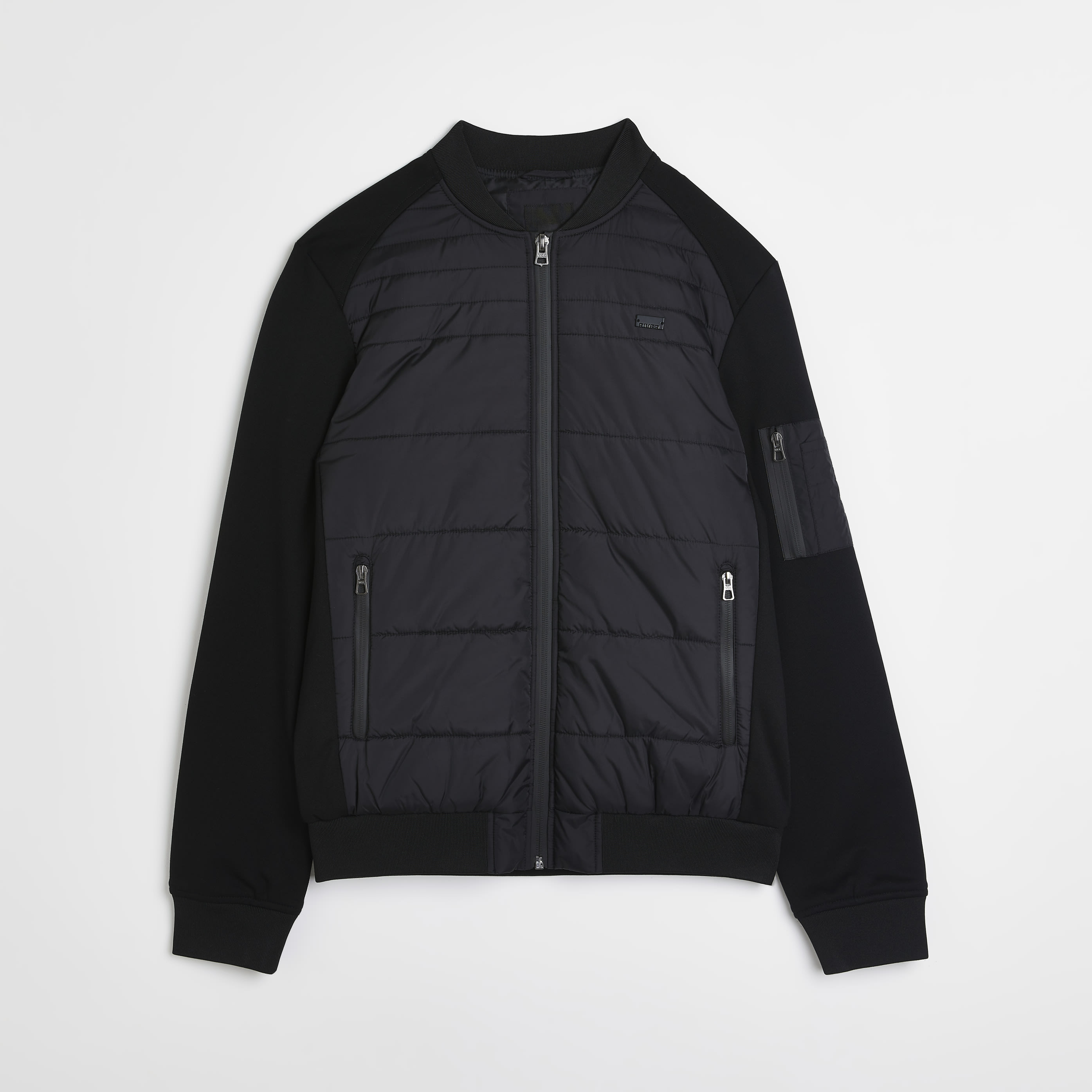 River Island Mens Bomber Jacket Black Regular Quilted