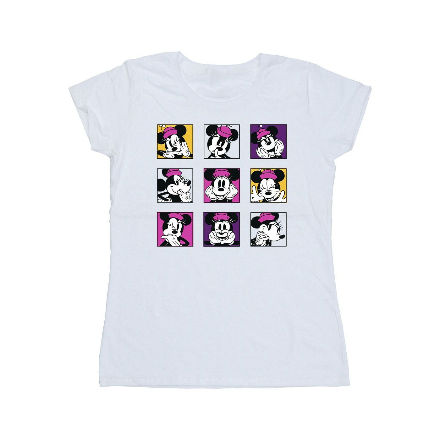 Thumbnail - Disney - "Minnie Mouse Squares" T-Shirt für Damen (Weiß)