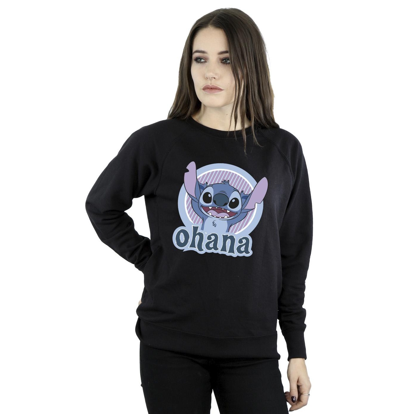 Disney Womens/Ladies Lilo And Stitch Ohana Circle Sweatshirt (Black) dam – bild 2