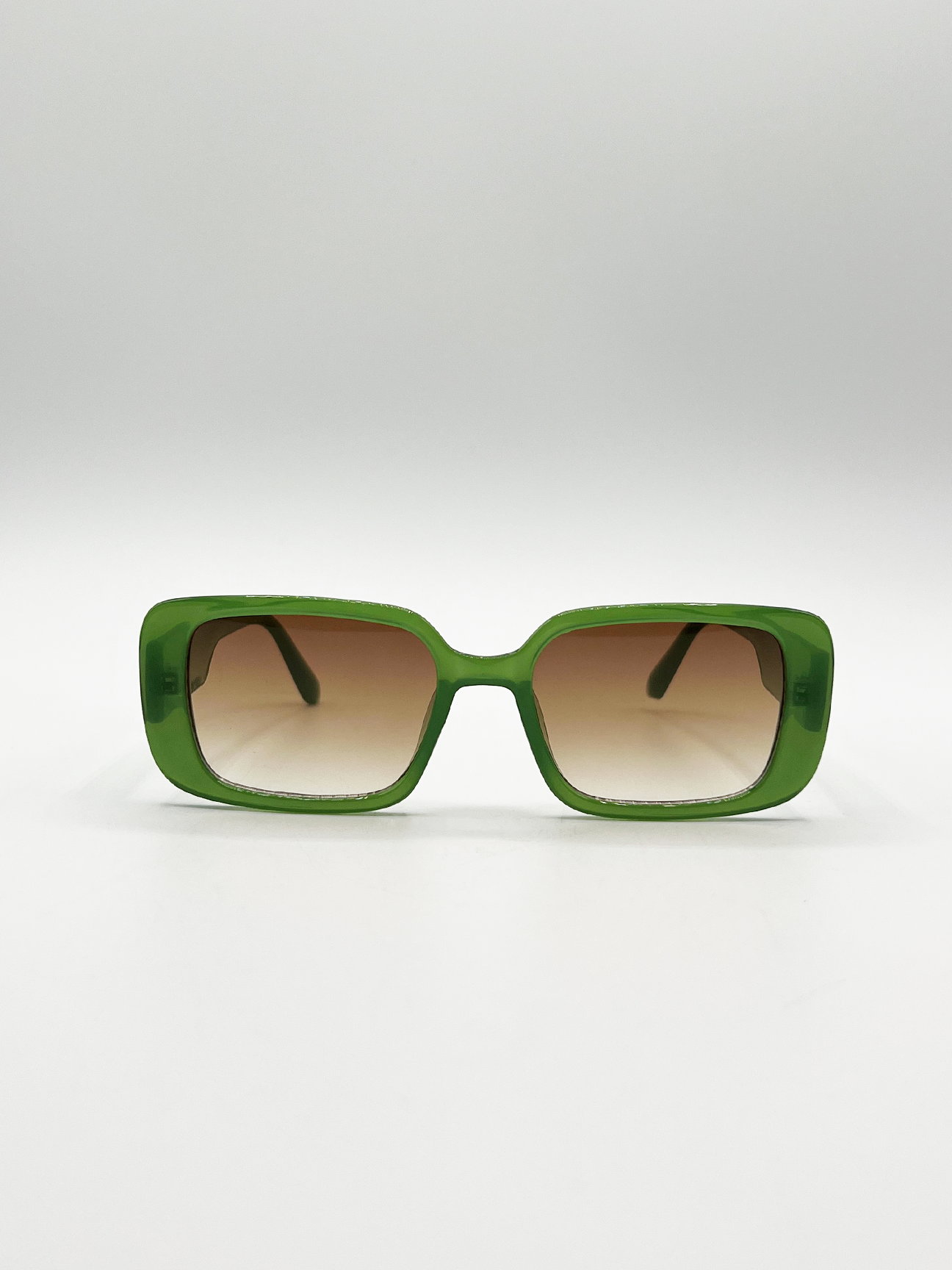 SVNX Womens Oversized Rectangle Sunglasses in Green - One Size