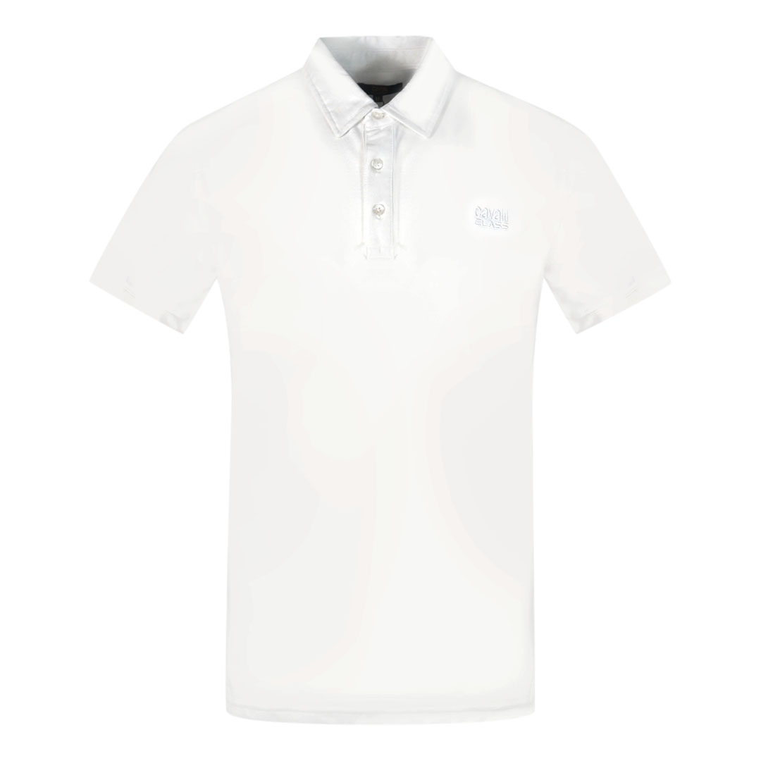 Thumbnail - Cavalli Class Brand Logo Weißes Poloshirt