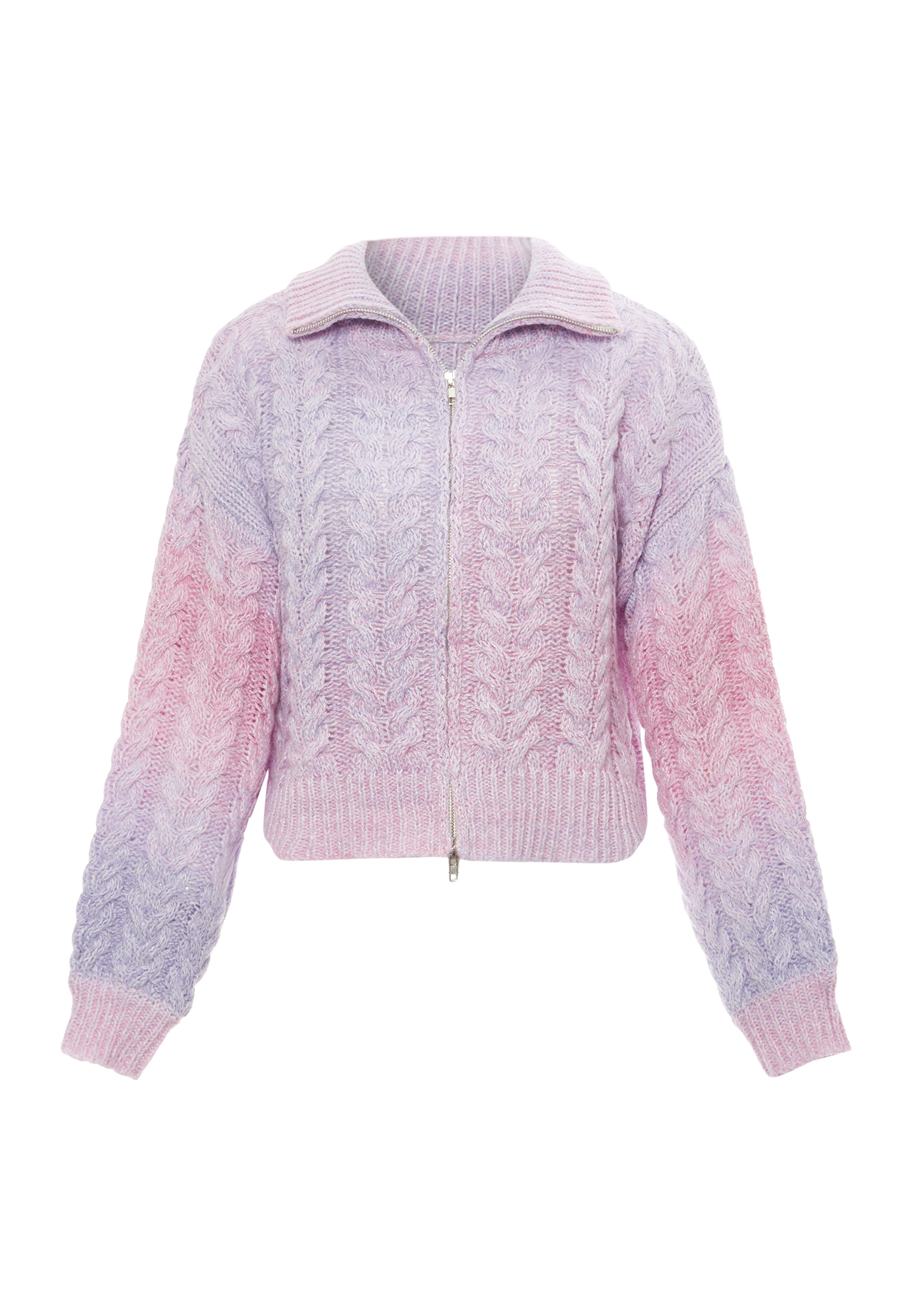 Thumbnail - Mymo Strickjacke Damen LILA WOLLWEISS