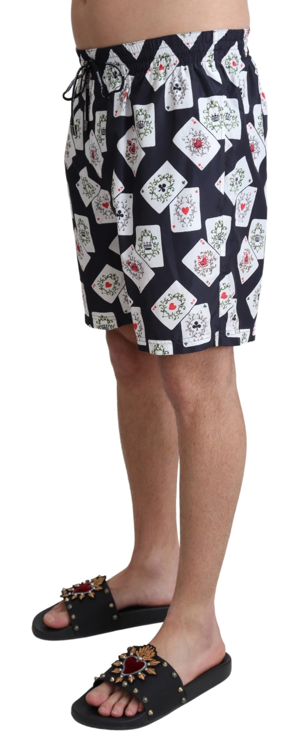 Dolce&Gabbana Herrar Svart Kortlek Tryck Badkläder Simshorts – bild 2