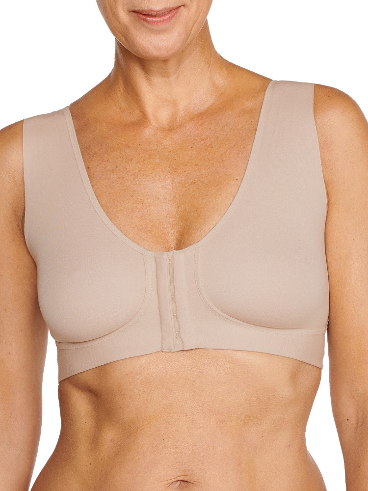 Naturana Womens Wellness Front Fastening Soft Cup Bra - Beige Cotton - Size 42B