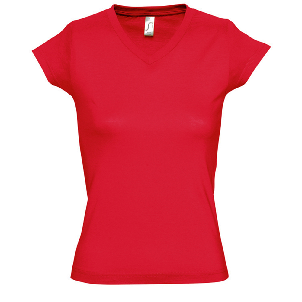 Thumbnail - SOLs Damen/Damen Moon V-Ausschnitt T-Shirt mit kurzen Ärmeln (Rot)