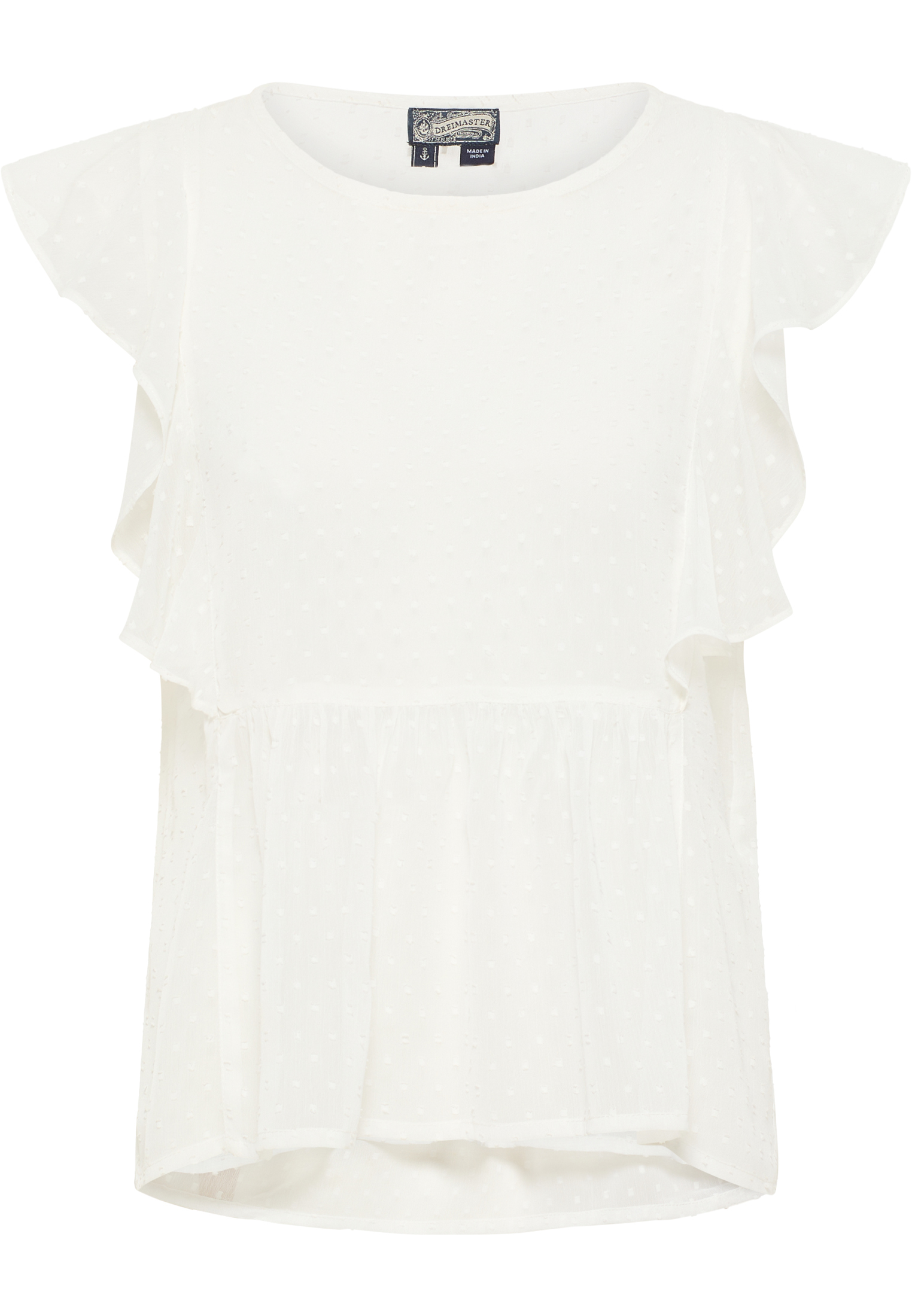 Dreimaster blouse met korte mouwen Dames wolwit