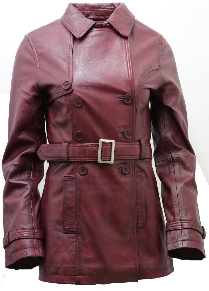 Infinity Leather Womens Mid Length Leather Trench Coat -Oakham skinnjackor dam – bild 2