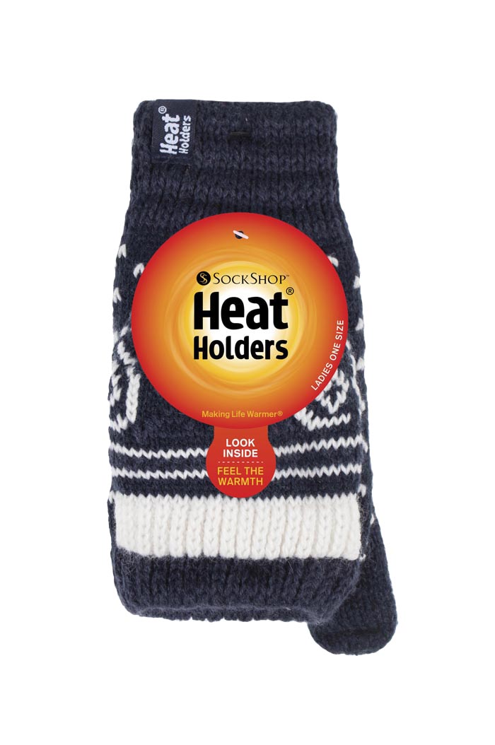 Heat Holders Ladies Warm Fairisle Mönstrade Termiska Fingerlösa Converter Handskar dam – bild 2