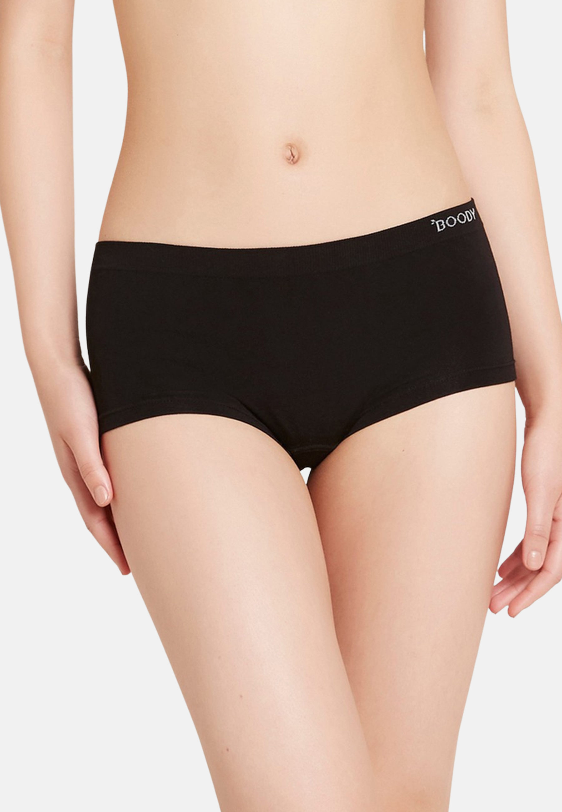 Boody Womens Organic Bamboo Boyleg Brief 4-Pack – Black – Size X-Small