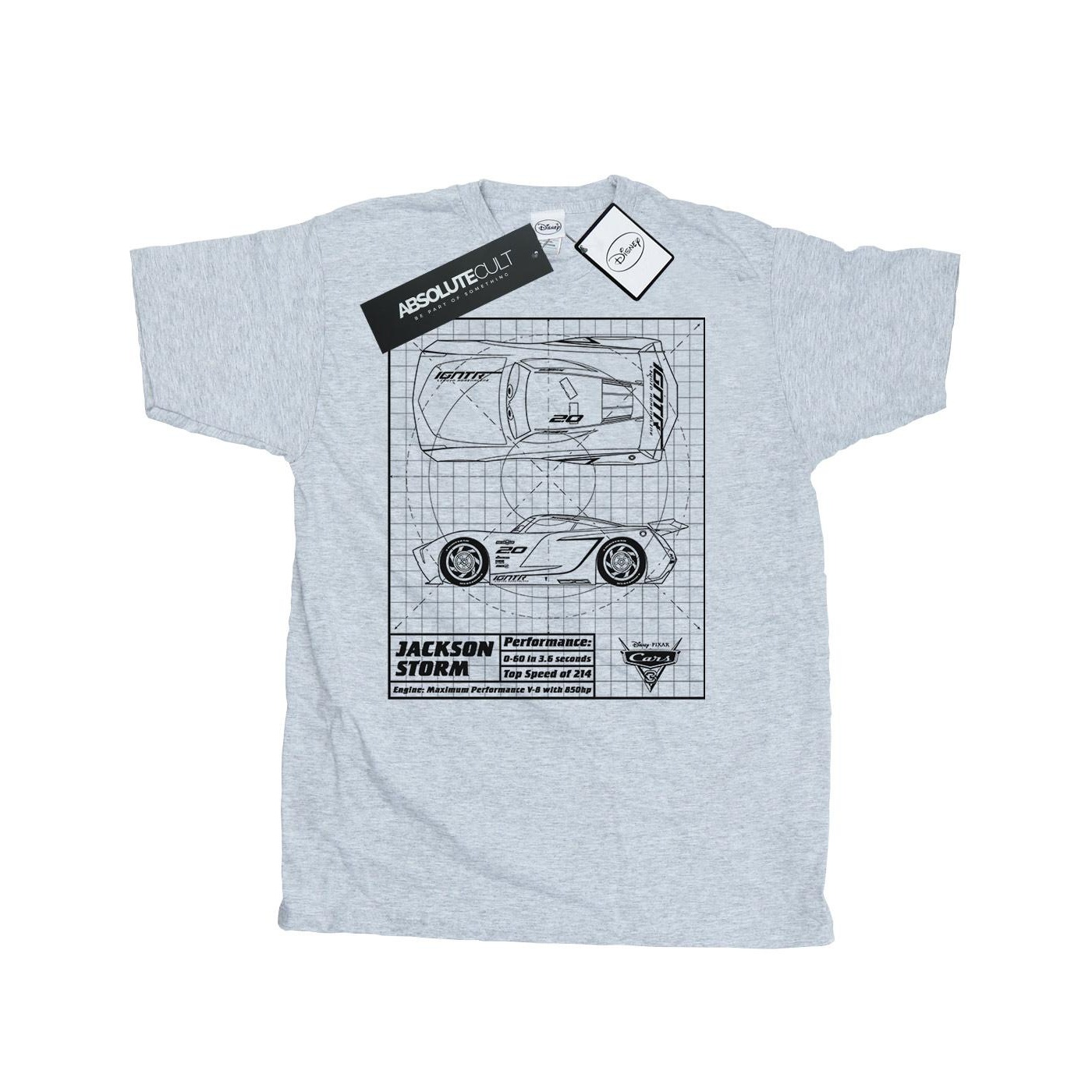 Disney - "Cars Jackson Storm Blueprint" T-Shirt für Herren (Grau)