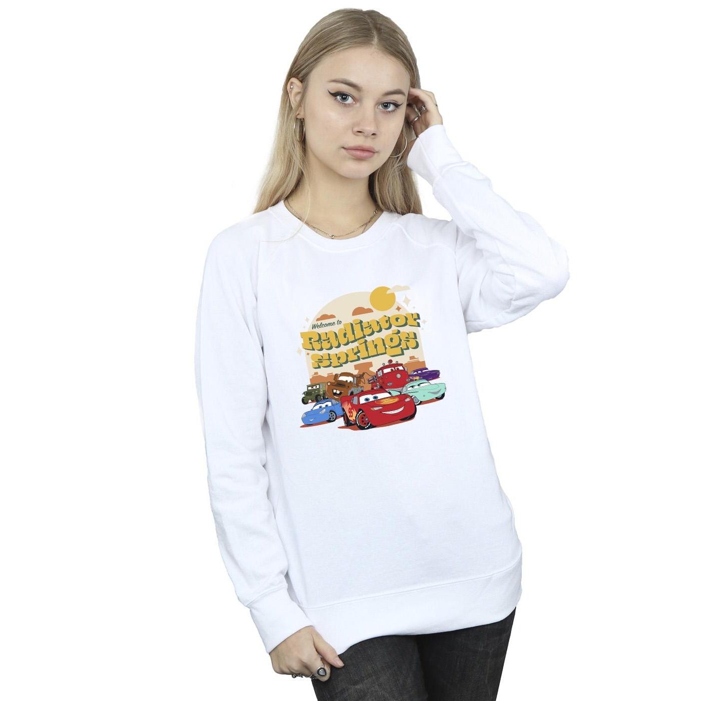 Disney Womens/Ladies Cars Radiator Springs Group Sweatshirt (White) dam – bild 2