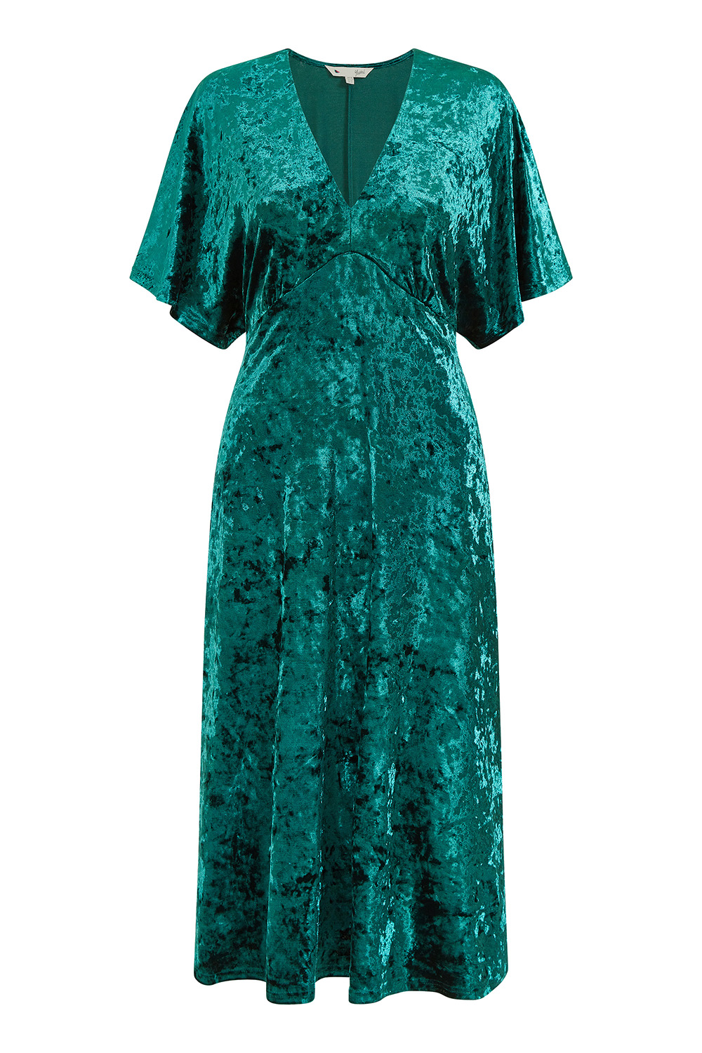 Yumi Womens Green Velvet Kimono Midi Sleeve Dress - Size 10 UK