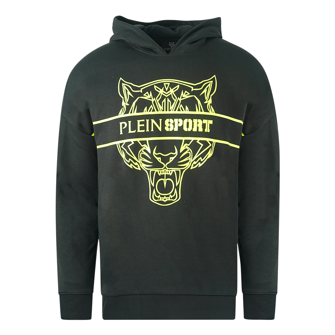 Thumbnail - Plein Sport Tiger Schablonenlogo Schwarzer Hoodie