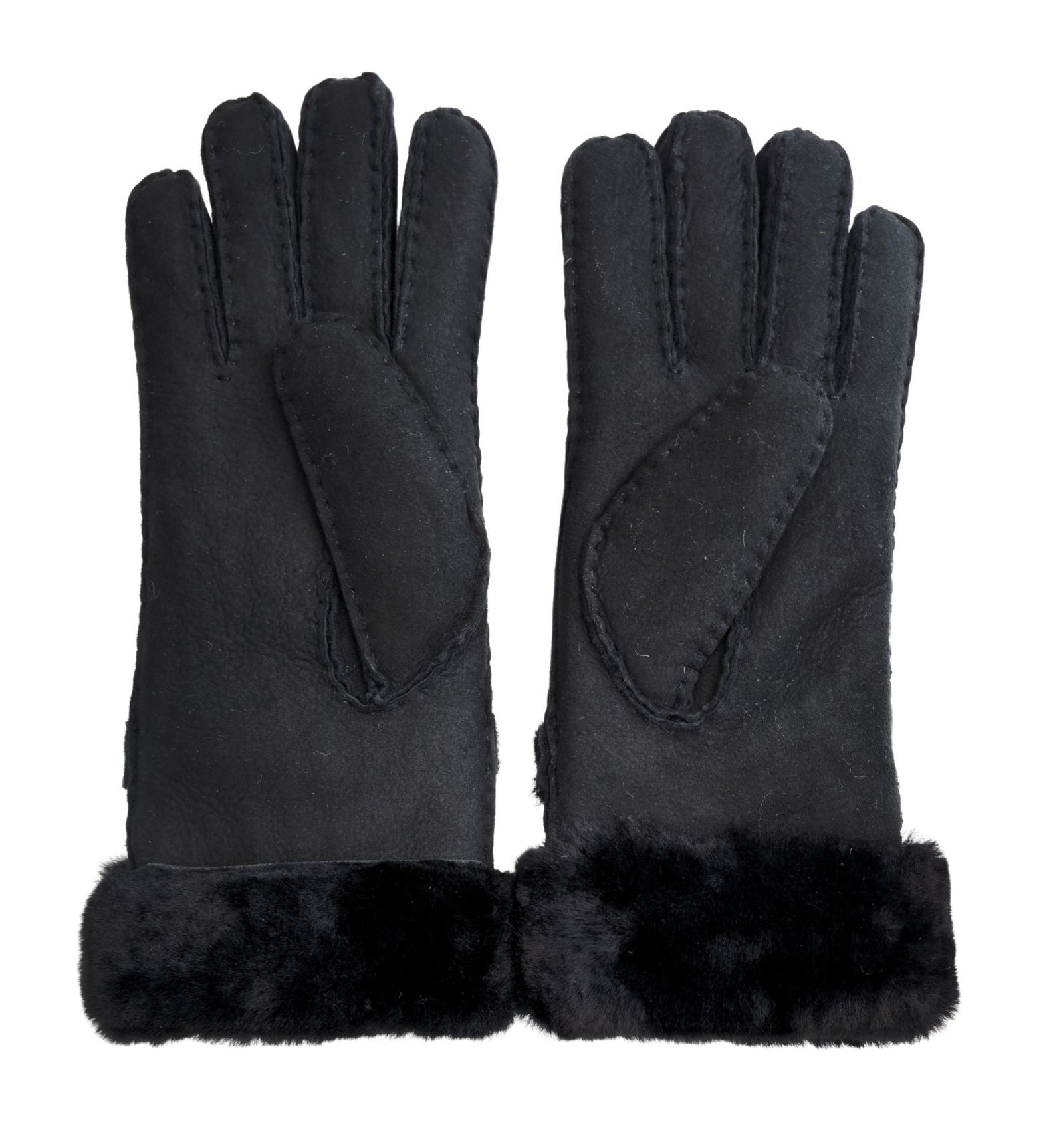 Infinity Leather Womens Genuine Black Sheepskin Suede Gloves with Roll Up/Down Cuff fingervantar dam – bild 2