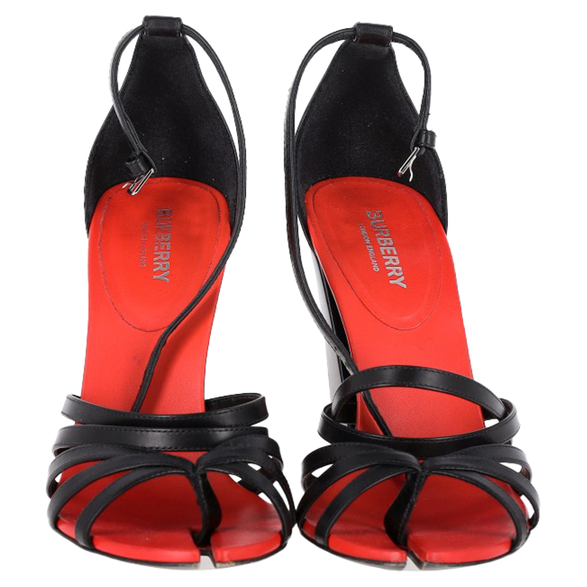 Burberry Pre-owned Burberry Hove Chunky Heel Flip-Flops i Svart Kontaläder dam – bild 2