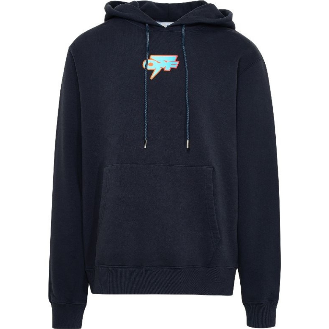 Off-White Mens Degrade Thunder Slim Fit Navy Blue Hoodie - Size 2XL