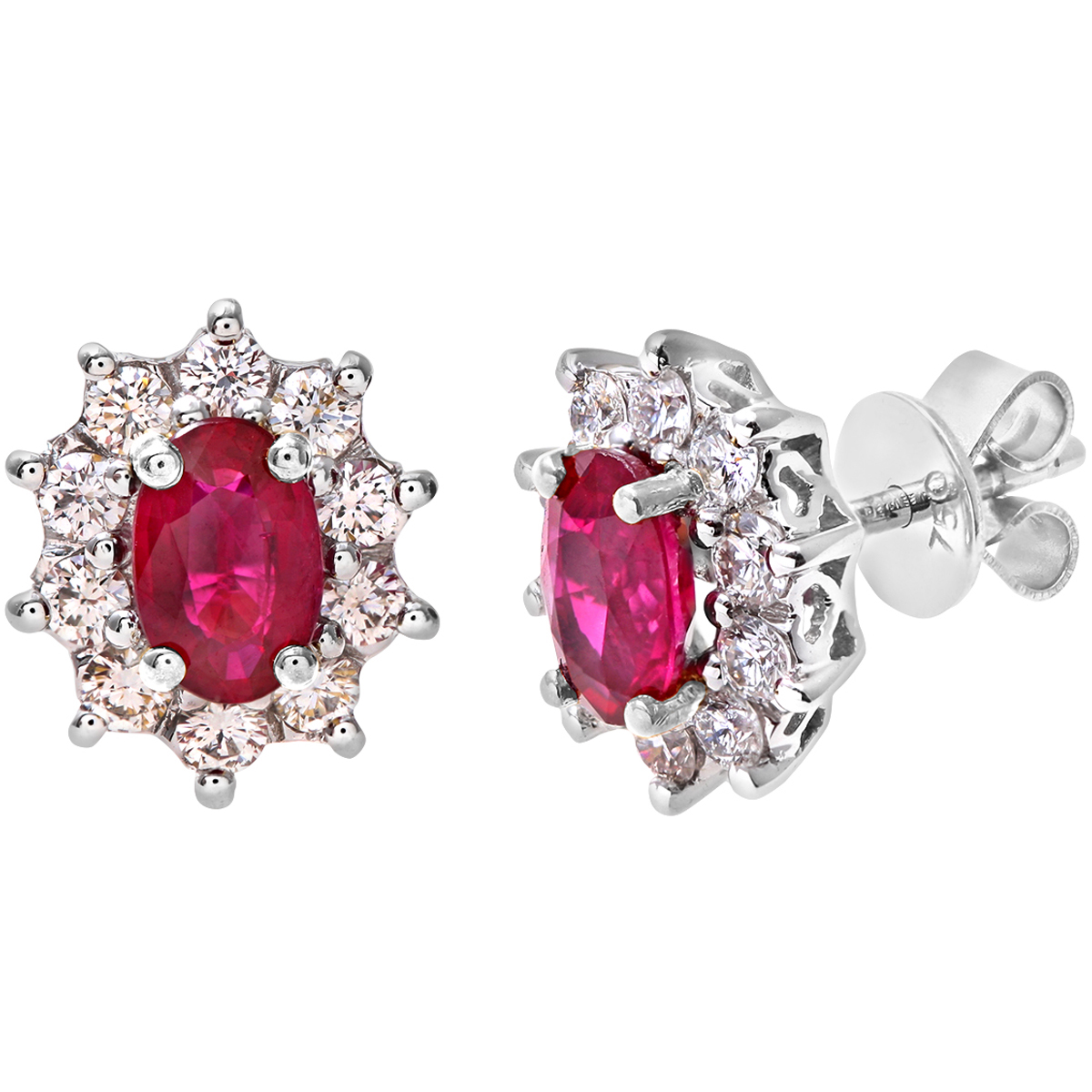 Diamant L’Eternel Womens 18ct White Gold Diamond and Ruby Earrings, 0.50ct Weight – One Size