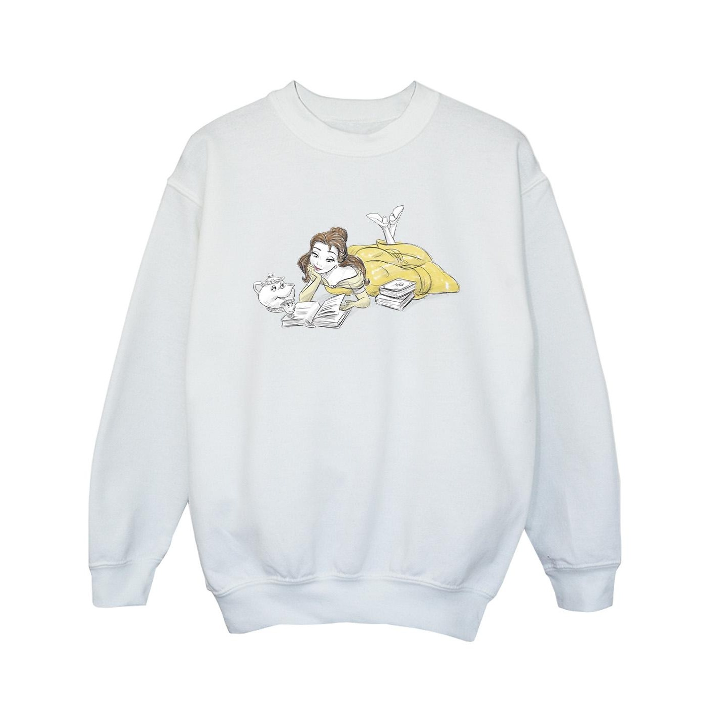 Thumbnail - Disney - "Beauty And The Beast Belle Reading" Sweatshirt für Mädchen (Weiß)