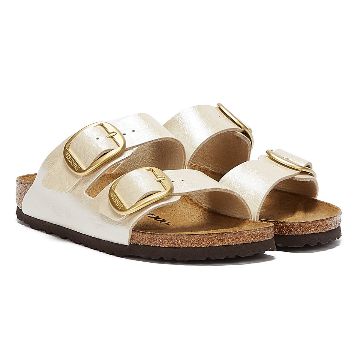 Thumbnail - Pantoufles Birkenstock Arizona Bigbuckle Blanc Perle