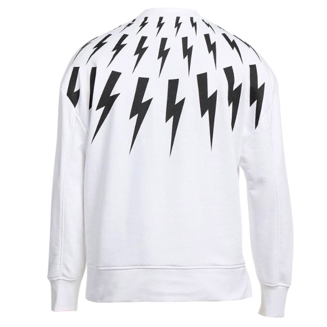 Neil Barrett Fair Isle Thunderbolt Oversize Vit Sweatshirt herr – bild 2