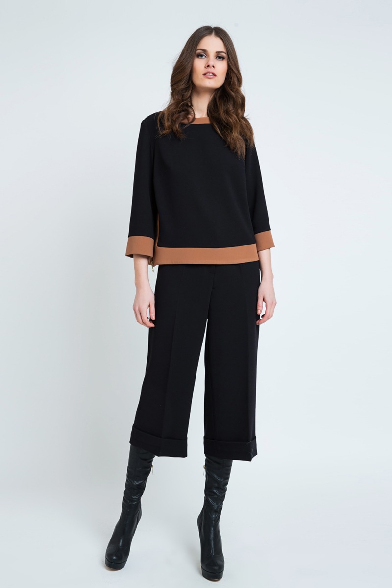 Thumbnail - Schwarze Culottes mit Aufschlag