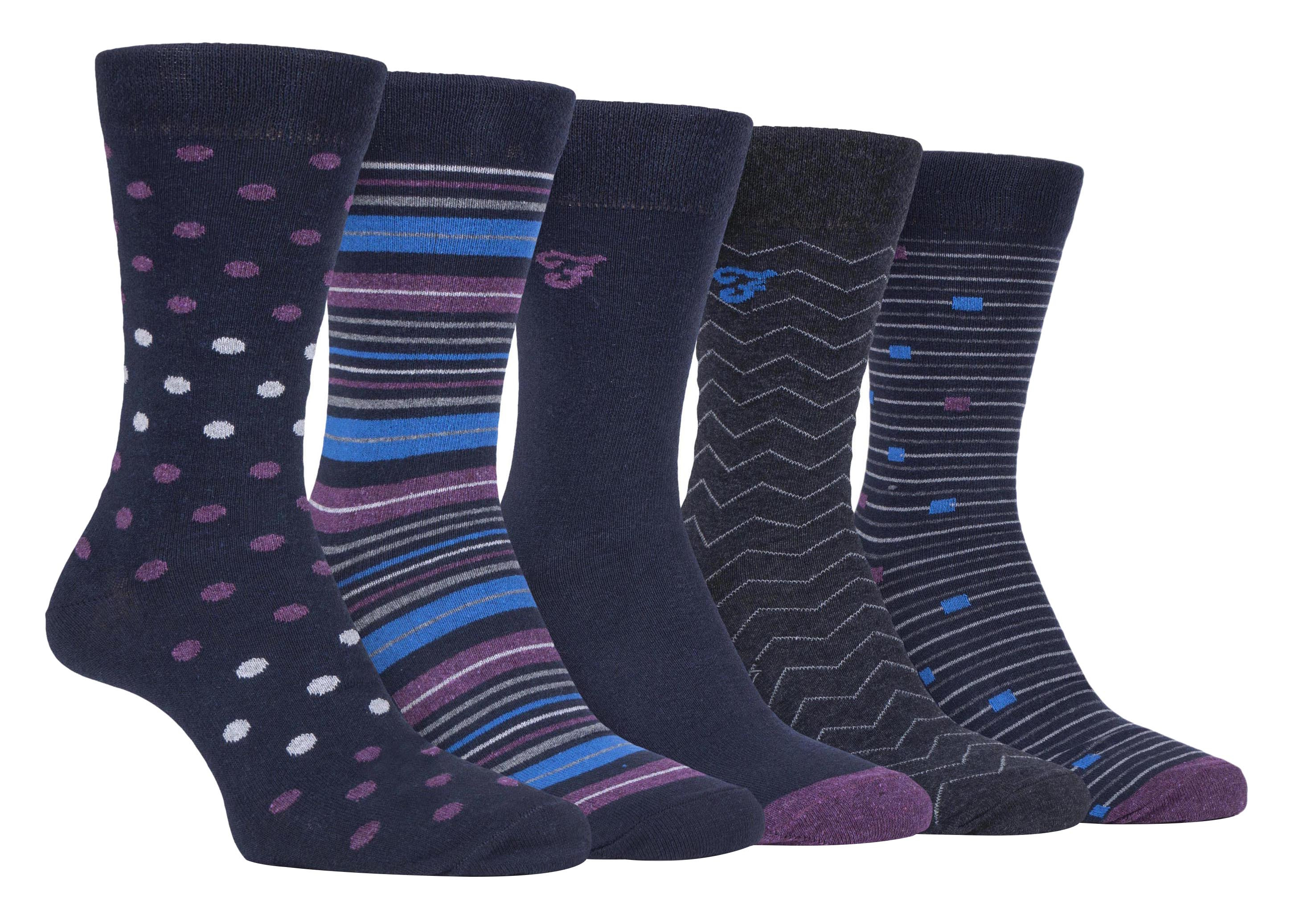 Thumbnail - Farah - 5er-Pack Herren dünne atmungsaktive klassische Polka Dot gemusterte weiche Top Baumwolle Kleid Socken - FCS273NV...