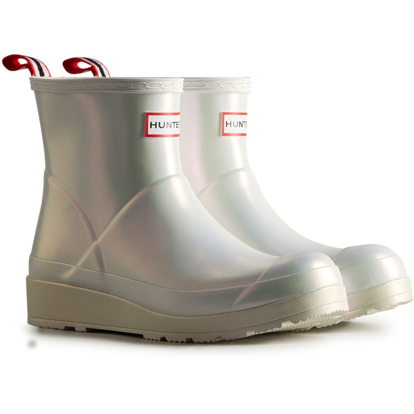 Hunter Nebula Play Rubber WoMens Silver Wellington Boots – Size UK 8