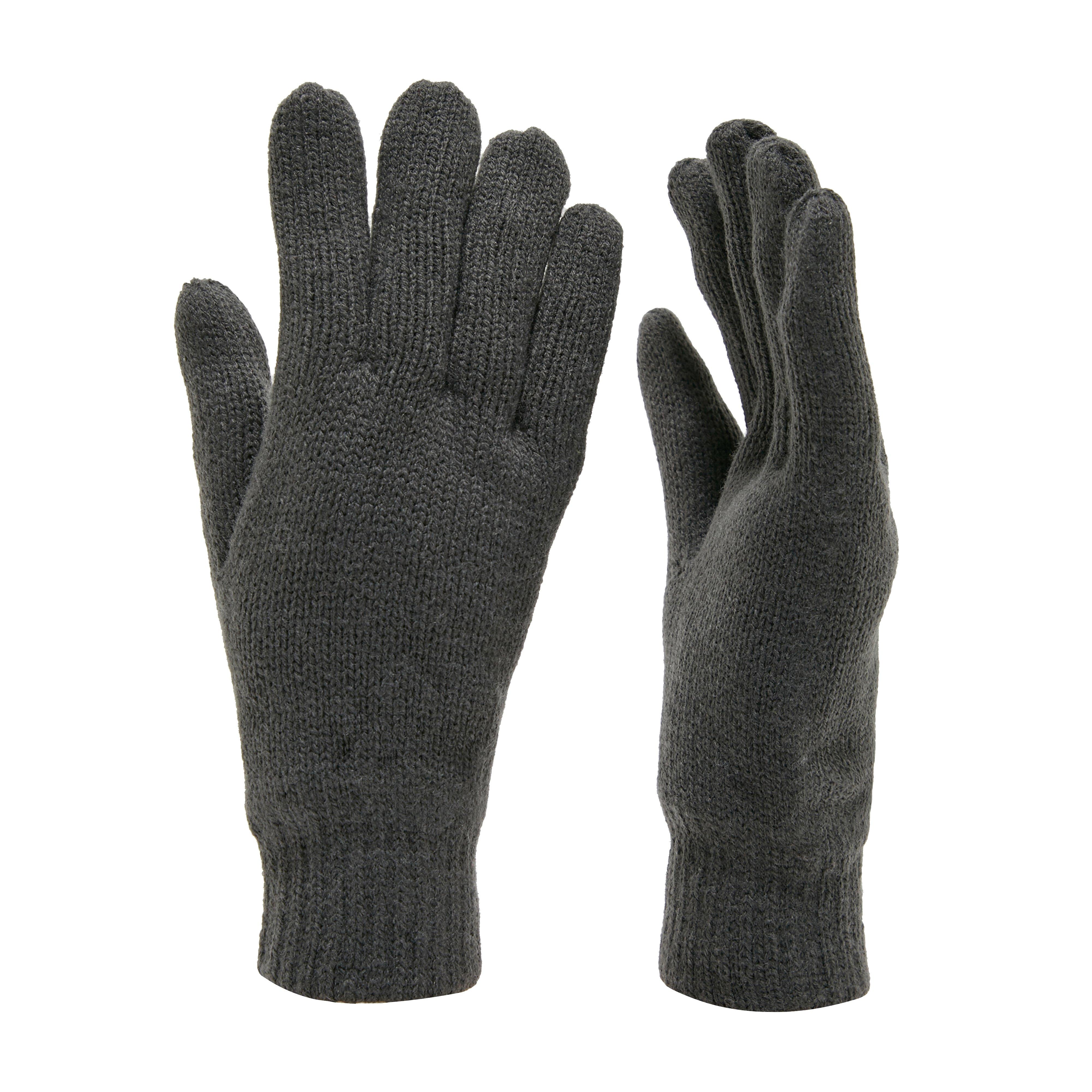 Peter Storm Unisex Double Layered Thinsulate Cold Weather Knit Gloves for Men and Women - Grey - Size X-Small