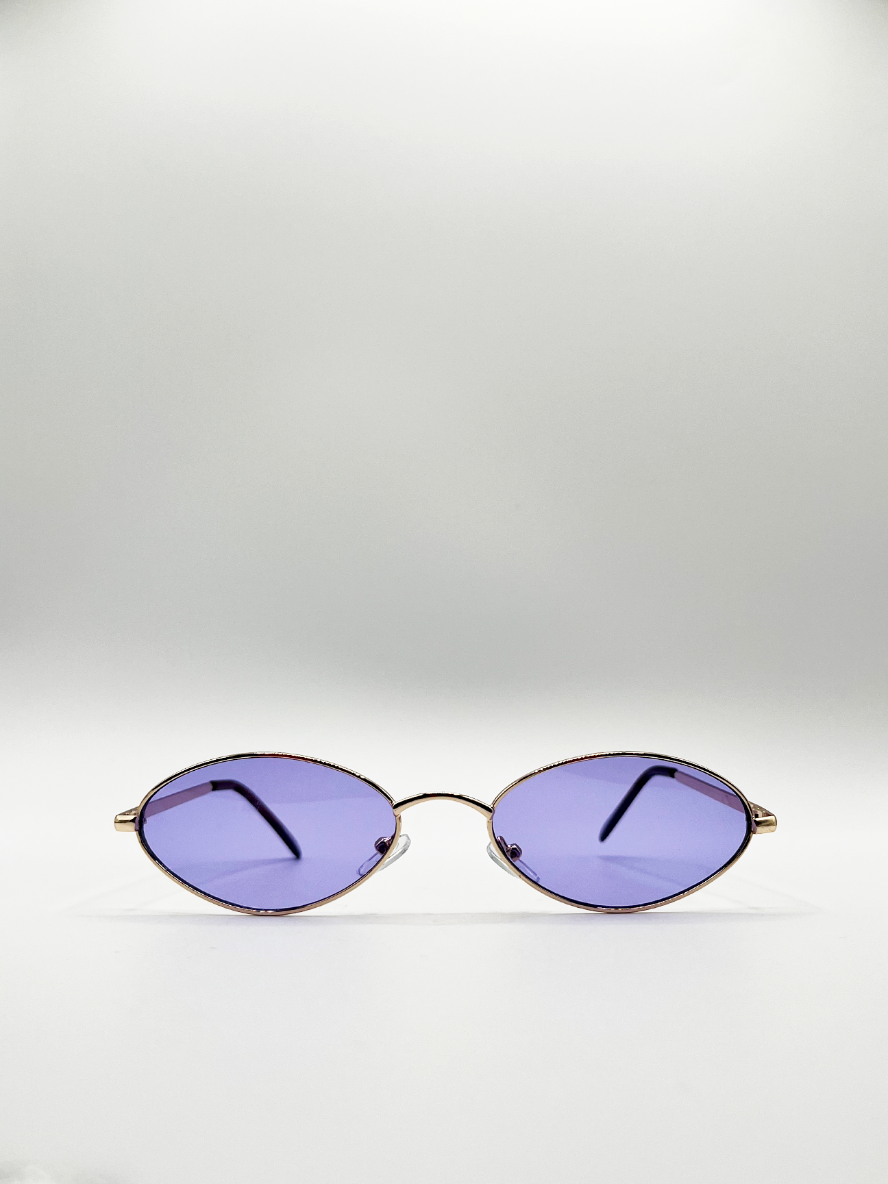 SVNX Unisex Metal Oval Frame Sunglasses with Lilac Lenses - Purple - One Size