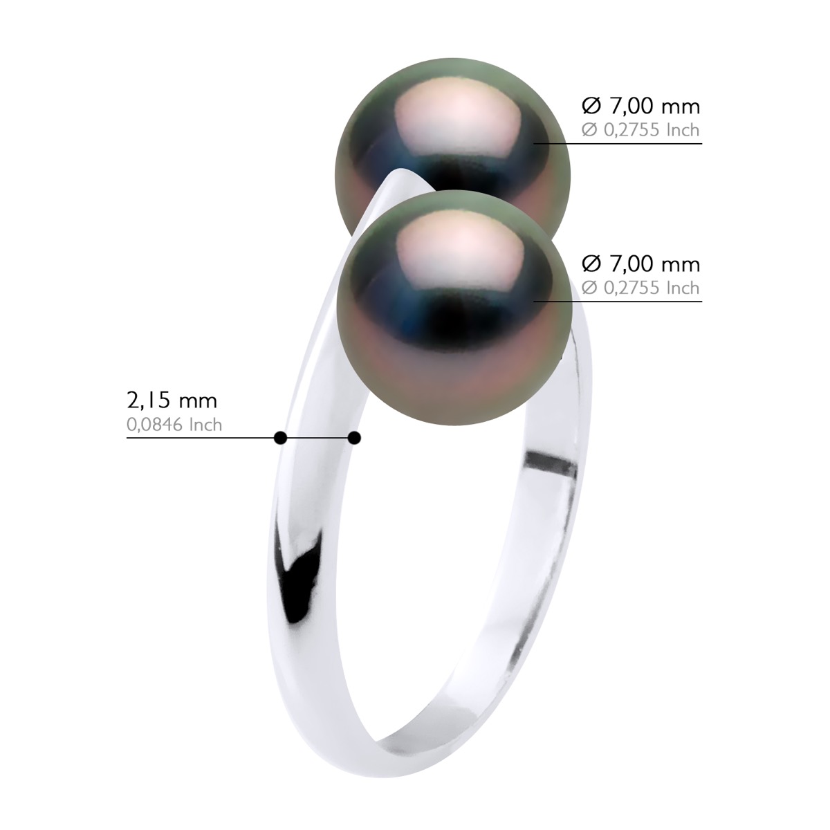 Ateliers Saint Germain Ring You & Me 2 äkta odlade Tahitipärlor runda 8-9 mm dam – bild 2